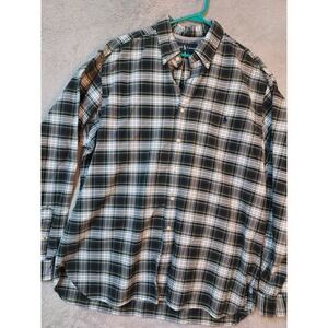 Polo Ralph Lauren Shirt Mens Extra Large Tartan Plaid Midweight Oxford Green XL